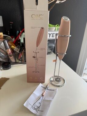 CWC Pink Handheld Milk Frother - Battery Powered Espresso Frothing Wand